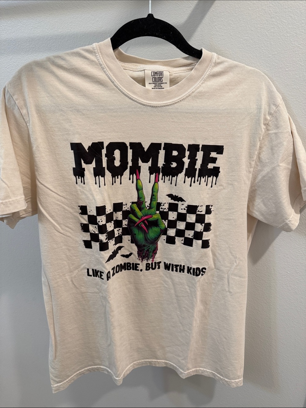 Comfort Colors Cream "Mombie" Graphic Tee with Green Zombie Hand
